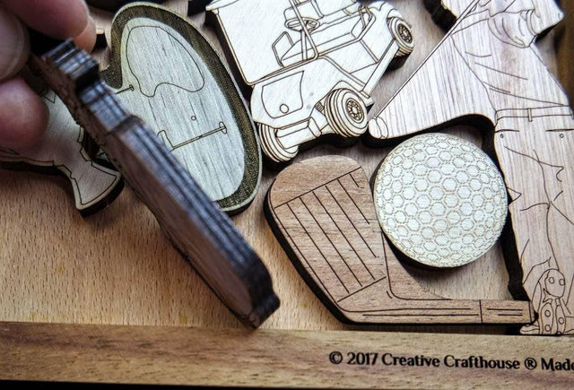 Golf Fanatic Puzzle - Personalizable Gift for Your Favorite Golf Lover - 16 Piece Wood Brain Teaser - Creative Crafthouse