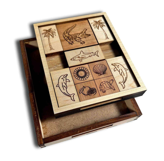 Great Florida Escape Puzzle - Help the Gator Escape! - Wooden Sliding Brain Teaser Puzzle - Creative Crafthouse