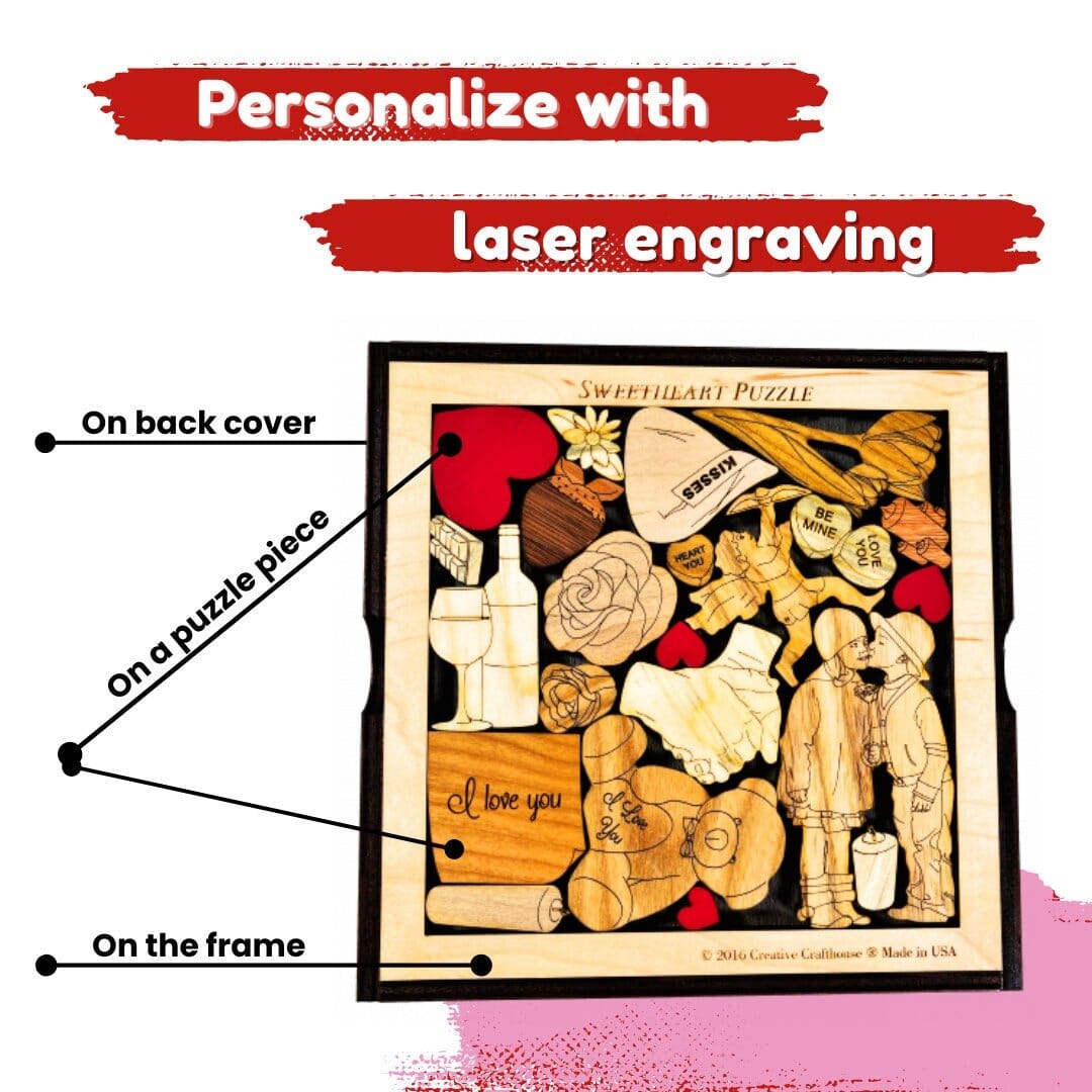 Handcrafted Sweetheart Puzzle – Unique Gift for Girlfriend or Wife - Creative Crafthouse