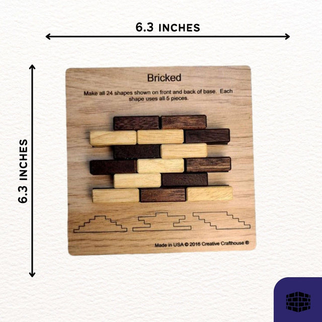 Handcrafted Wooden Bricked Puzzle – 5 - Piece Brain Teaser - Creative Crafthouse