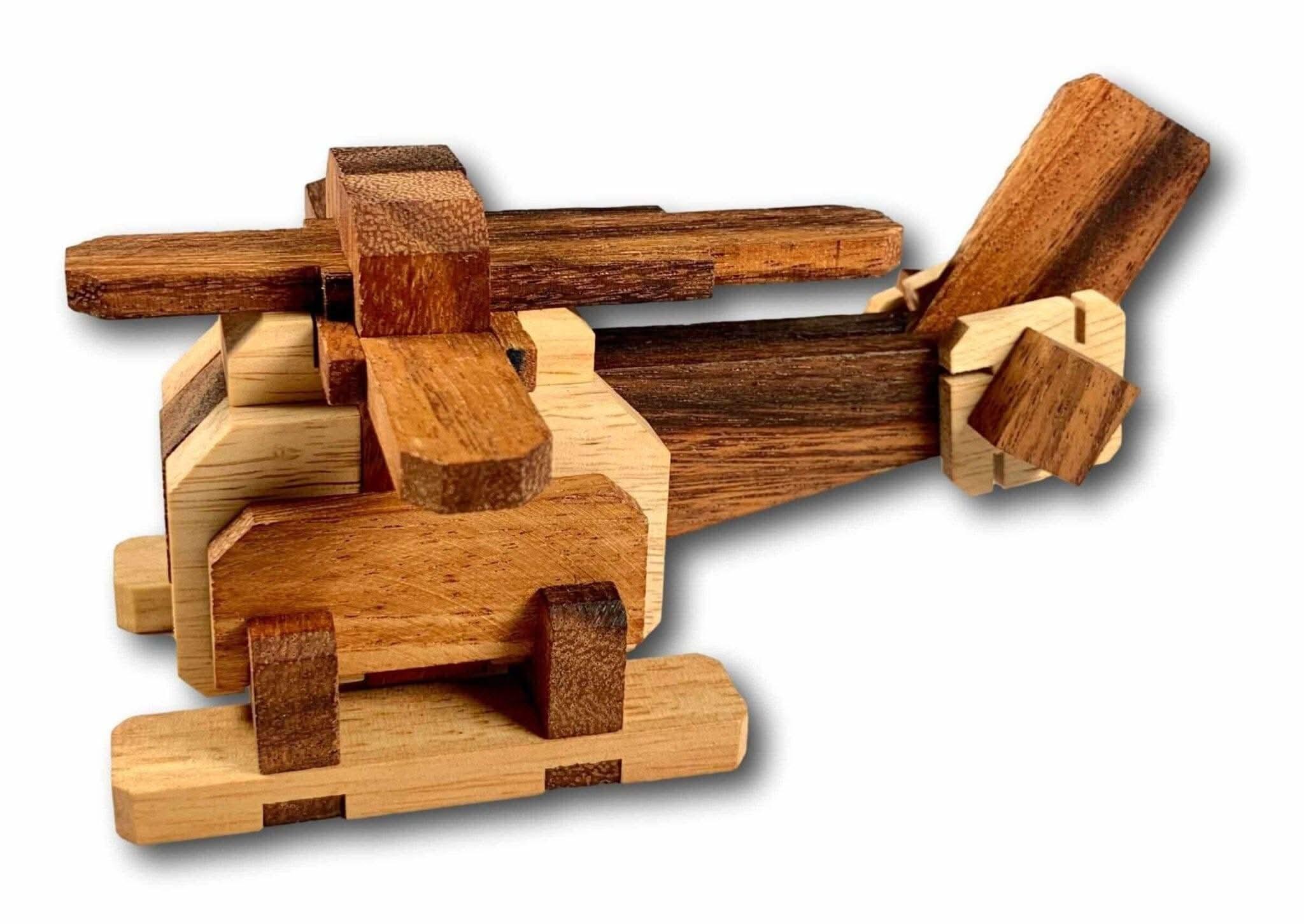 Helicopter Kumiki - 15-Piece Wooden Puzzle Brain Teaser - Creative