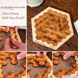 Hexagon 10 Wood Puzzle | 10 Piece Wooden Brain Teaser - Creative Crafthouse