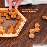 Hexagon 10 Wood Puzzle | 10 Piece Wooden Brain Teaser - Creative Crafthouse
