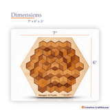 Hexagon 10 Wood Puzzle | 10 Piece Wooden Brain Teaser - Creative Crafthouse