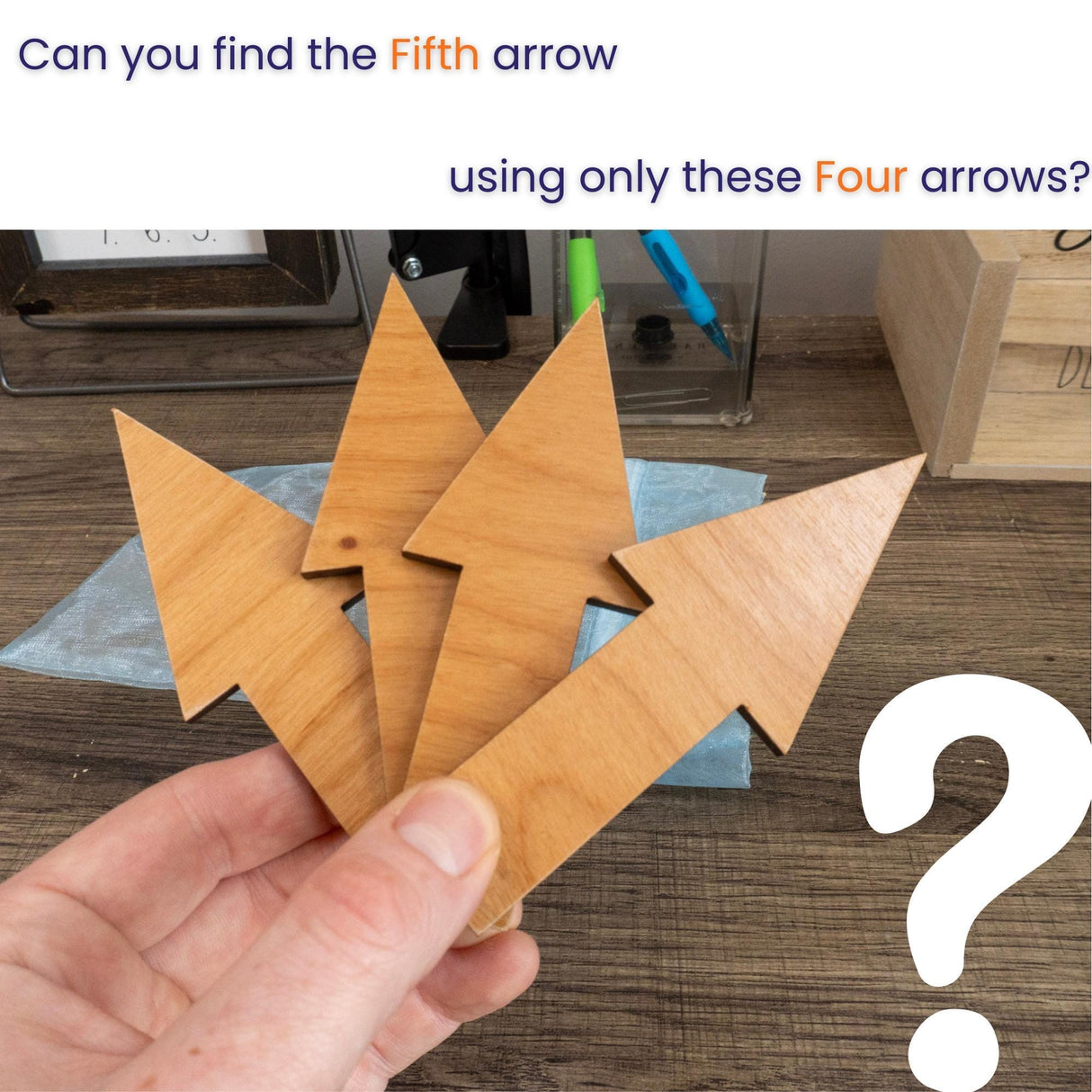 Stocking Stuffer for Puzzle Nerds - The Hidden Arrow Puzzle - 4 Piece Brain Teaser - Gifts Under 20 Dollars - Creative Crafthouse
