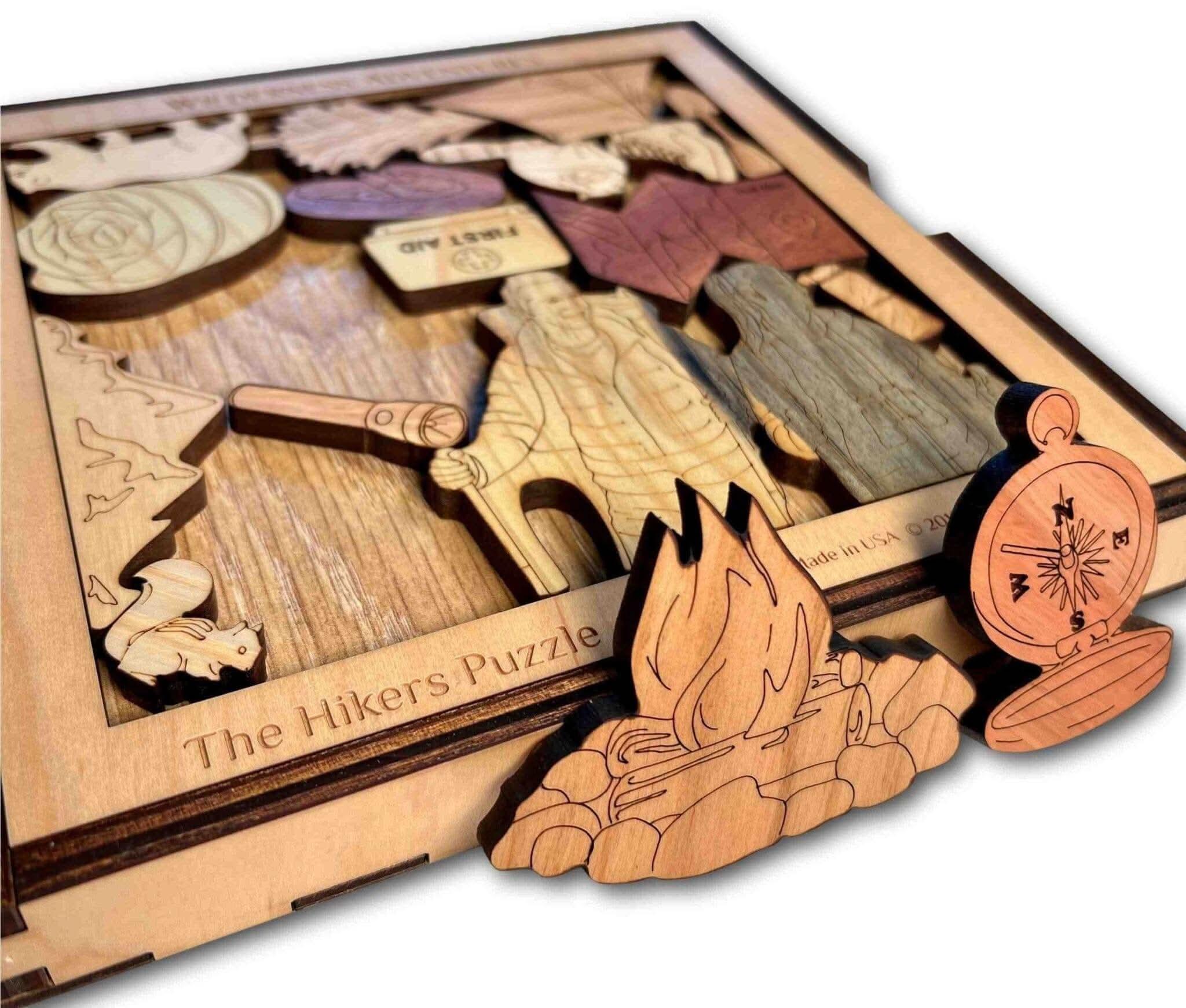 Hiker's Wood Puzzle | Personalizable Gift and Decor for Nature