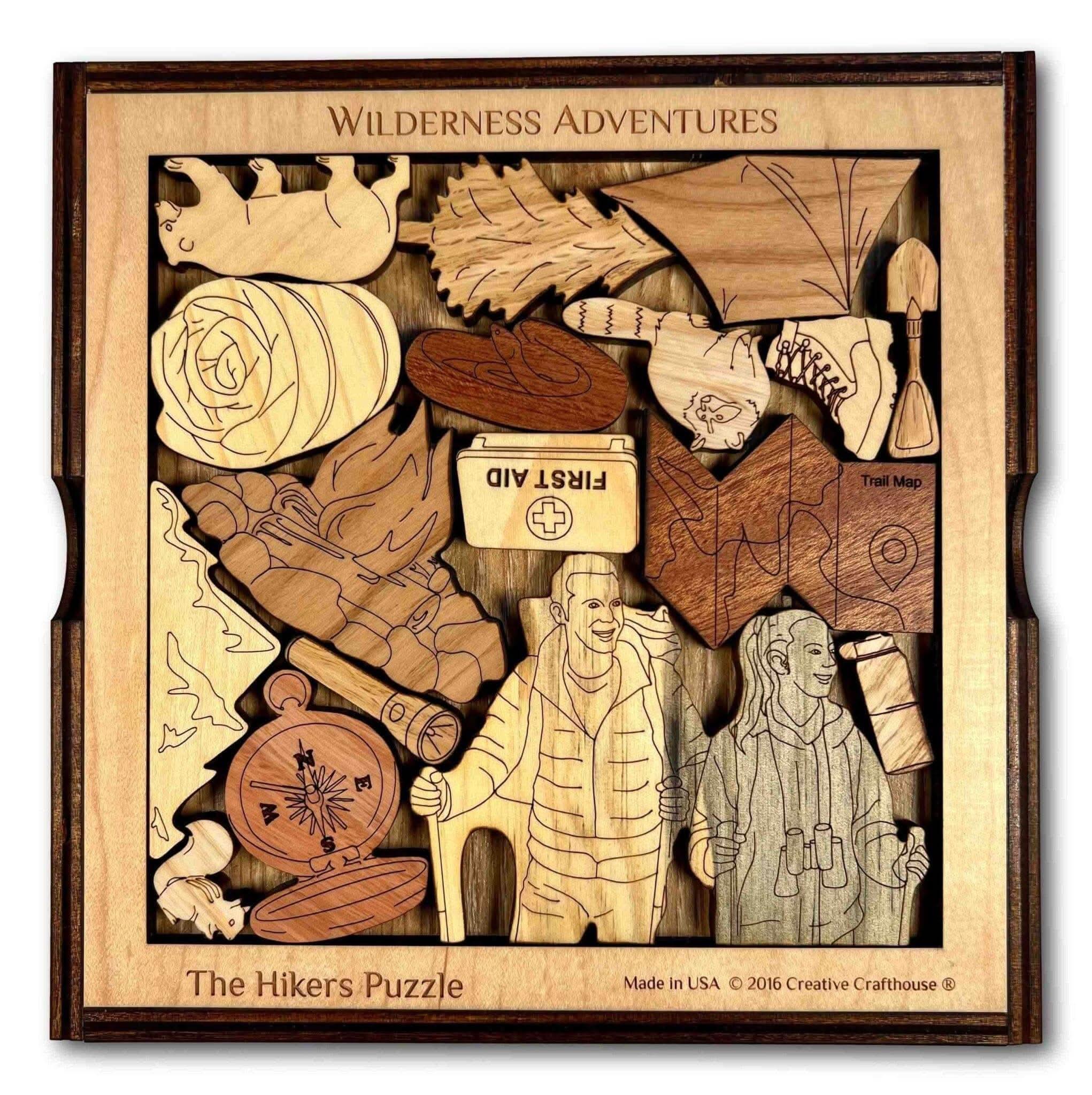 Hiker's Wood Puzzle | Personalizable Gift and Decor for Nature
