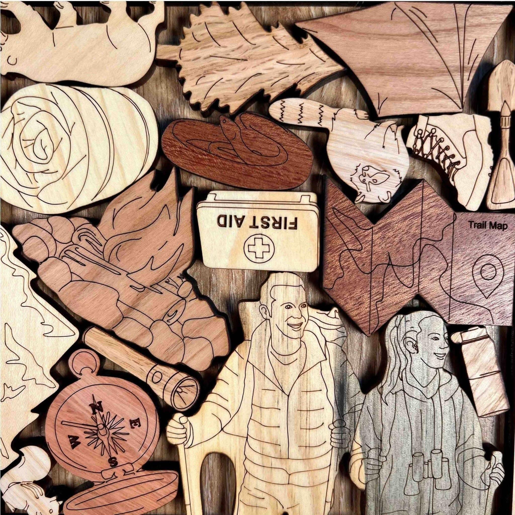 Hiker's Wood Puzzle | Personalizable Gift and Decor for Nature