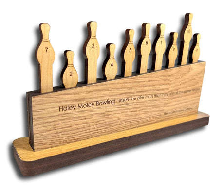 Holey Moley Premium Wood Brain Teaser Puzzle, 10 Bowling Pins - Creative Crafthouse