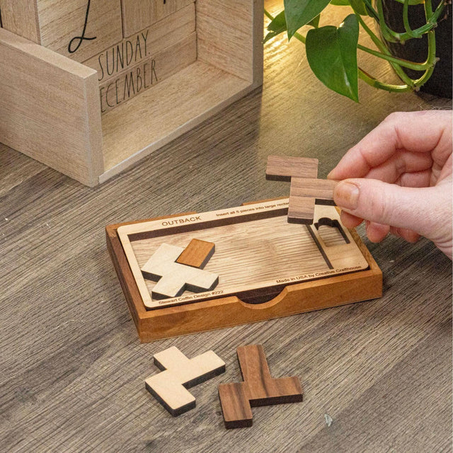 The Impossible Outback Puzzle | Best Brain Teaser for Adults | 5 Piece Wooden Puzzle Made in the USA - Creative Crafthouse