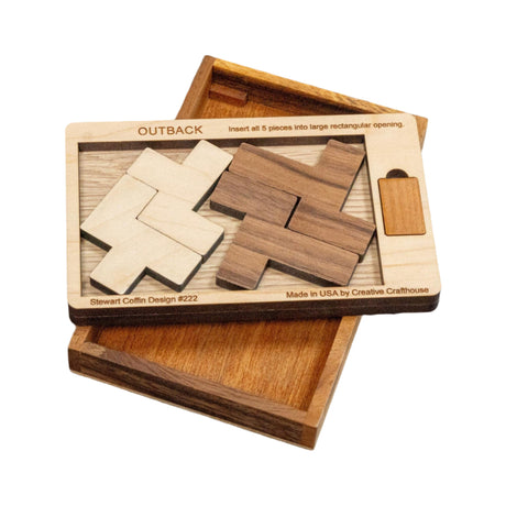 The Impossible Outback Puzzle | Best Brain Teaser for Adults | 5 Piece Wooden Puzzle Made in the USA - Creative Crafthouse