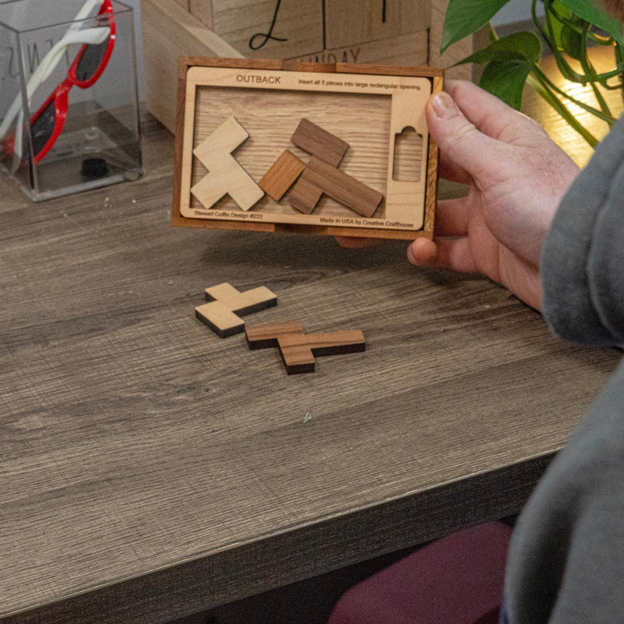The Impossible Outback Puzzle | Best Brain Teaser for Adults | 5 Piece Wooden Puzzle Made in the USA - Creative Crafthouse