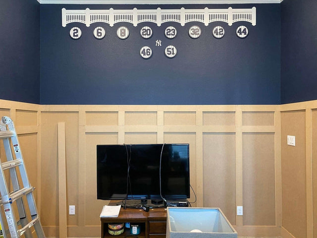 Yankee Stadium Facade LARGE 10.6in by 82in White Acrylic - Baseball Decoration - Wall Trim - Sports Wall Hanging - Creative Crafthouse