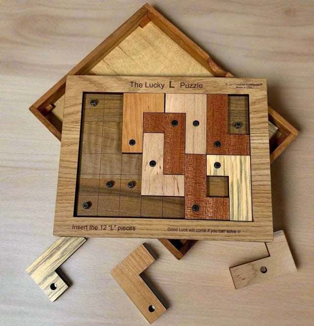 Last Minute Gift for Puzzle Lover - Lucky L Puzzle - Brain Teaser - Wooden Puzzle - Fast Shipping - Creative Crafthouse
