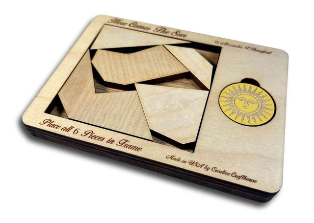 Last Minute Gifts for Him - Here Comes The Sun - Wood Brain Teaser Puzzle - Creative Crafthouse