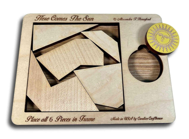 Last Minute Gifts for Him - Here Comes The Sun - Wood Brain Teaser Puzzle - Creative Crafthouse