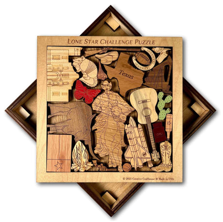Lone Star Challenge - Texas/Texan Picture Frame Puzzle and Brain Teaser - artistic and challenging - can be personalized - Creative Crafthouse