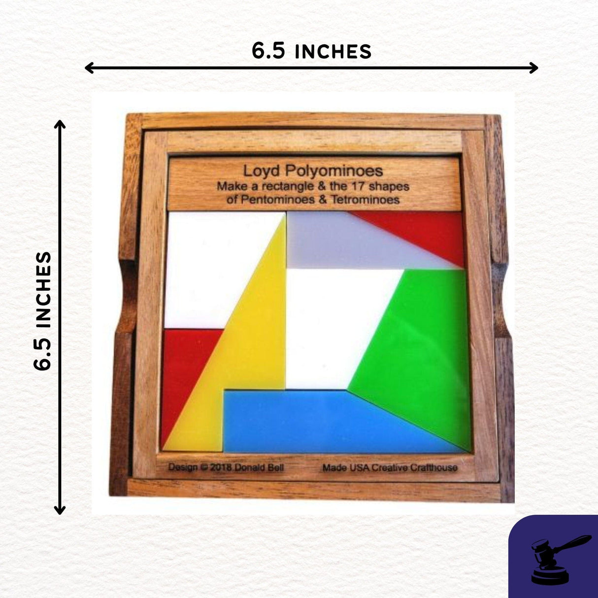 Loyd Polyominoes Brain Teaser – 2018 Puzzle Design - Eight Pieces Make the Rectangle Plus 17 Shapes - Creative Crafthouse