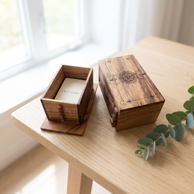 Mandala Wooden Gift Card & Money Puzzle Box | Secret Lock Box - Creative Crafthouse