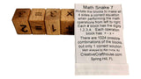 Math Snake 7 with its instruction card: rotate the blocks so all 4 sides read a correct equation