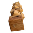 Math Snake 7 wooden math puzzle seen end on, a string of rotating number blocks, by Creative Crafthouse