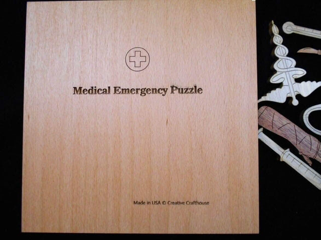 Medical Emergency Wooden Puzzle - Personalizable Gift for Medical Professionals - Challenging and Unique Brain Teaser - Laser Engraved Name - Creative Crafthouse
