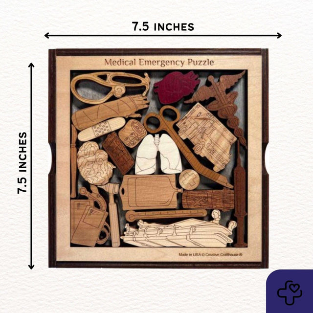 Medical Emergency Wooden Puzzle - Personalizable Gift for Medical Professionals - Challenging and Unique Brain Teaser - Laser Engraved Name - Creative Crafthouse