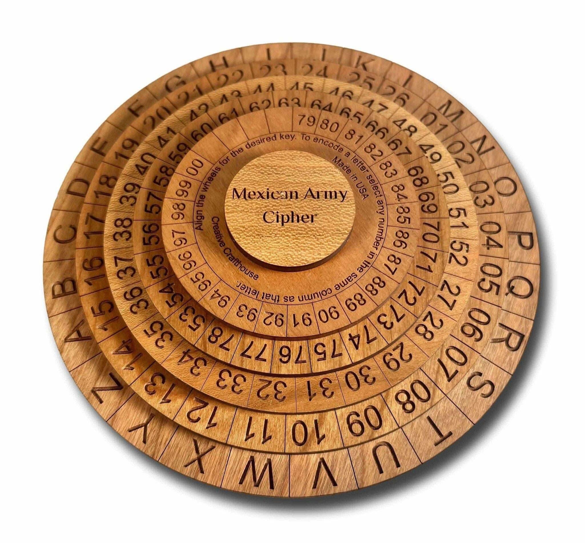 Mexican Army Cipher Disks - Wooden Encryption Wheel for Escape