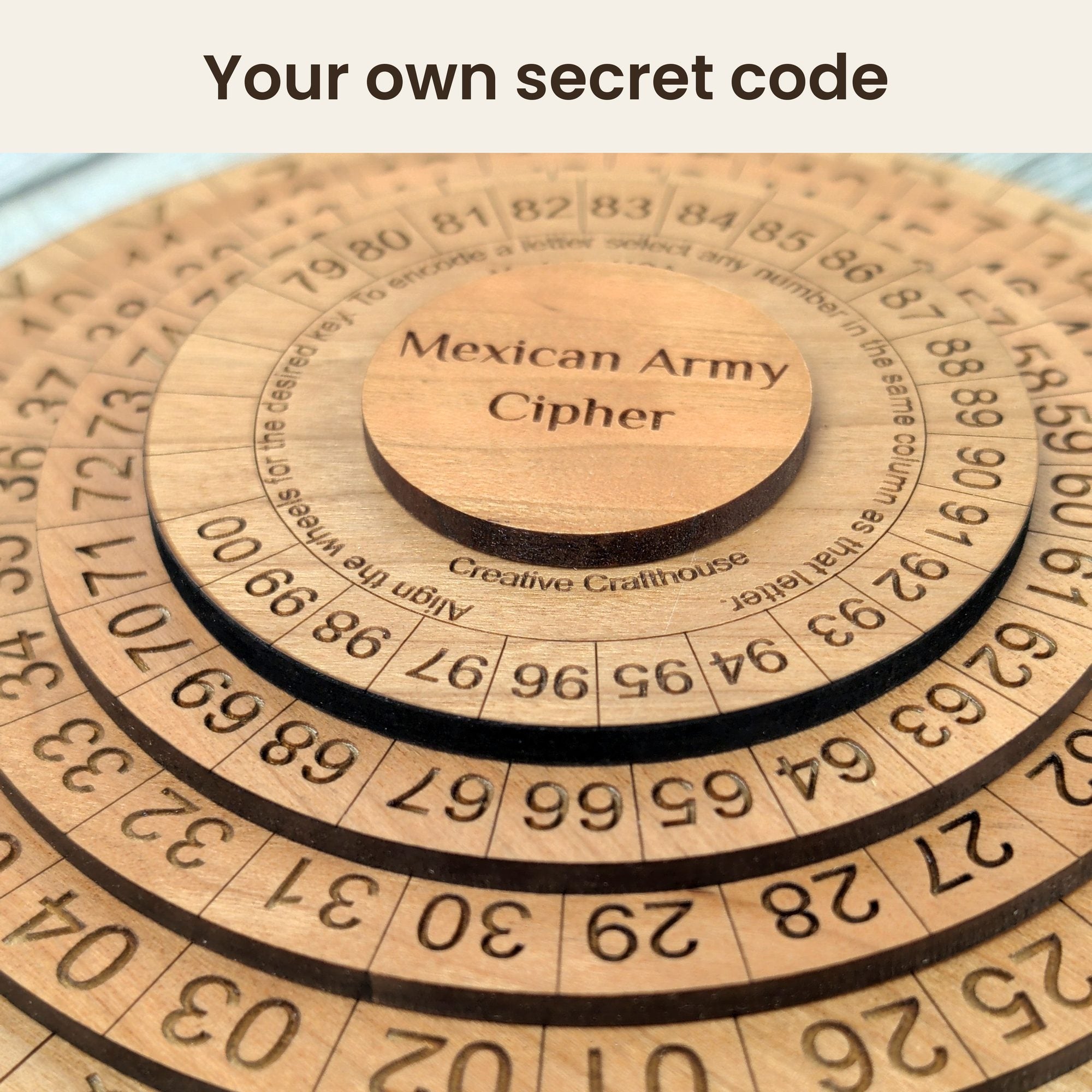 Mexican Army Cipher Disks - Wooden Encryption Wheel for Escape