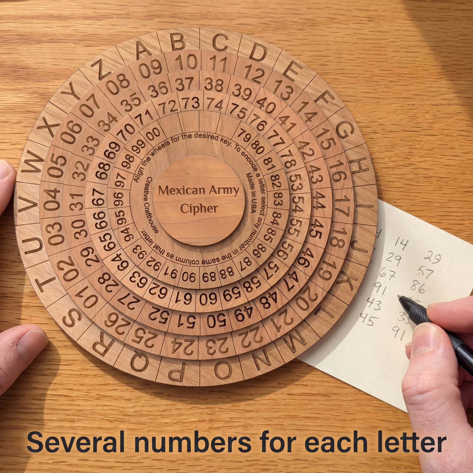Mexican Army Cipher Disks - Wooden Encryption Wheel for Escape