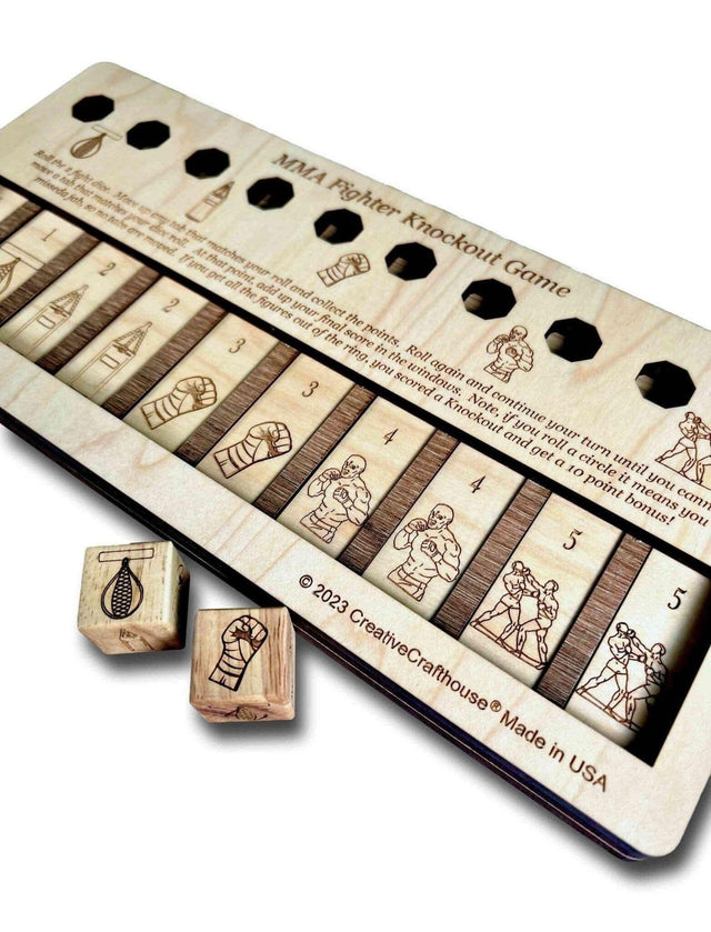 MMA Fighter Knockout Game - Wooden Dice Game - Family Game or Bar Game - Creative Crafthouse