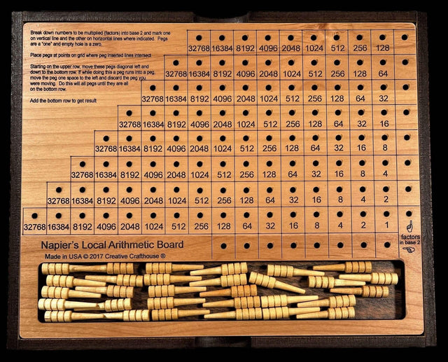 Napiers Local Arithmetic Board - Old School Multiplication with Pegs - Educational math Tool - Back to School Gift - Creative Crafthouse