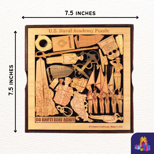 Naval Academy Puzzle – Challenging & Artistic Wood Brain Teaser - Gradutation Gift That Can be Personalized - Creative Crafthouse