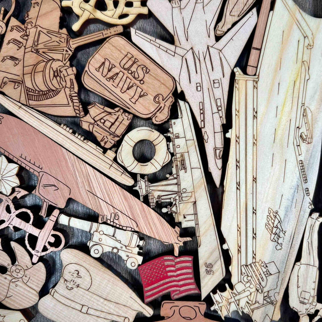 Navy Puzzle Gift - Extremely Challenging & Artistic 22 pcs Hardwood Brain Teaser - Creative Crafthouse