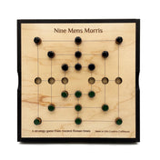 Nine Men's Morris (Mills) wooden two-player strategy board game by Creative Crafthouse, shown on a white background