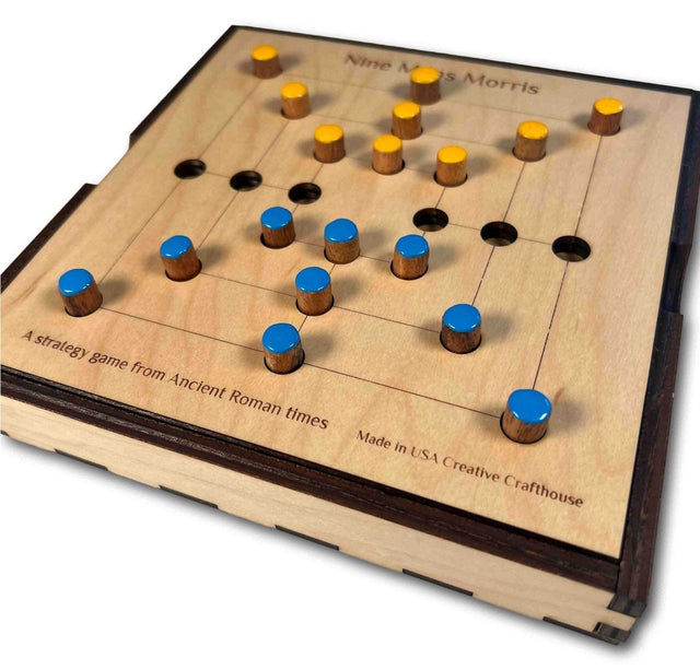 Nine Mens Morris – Strategy Game from Ancient Rome - Premium Game Board Handmade in USA - Wooden Game - Creative Crafthouse