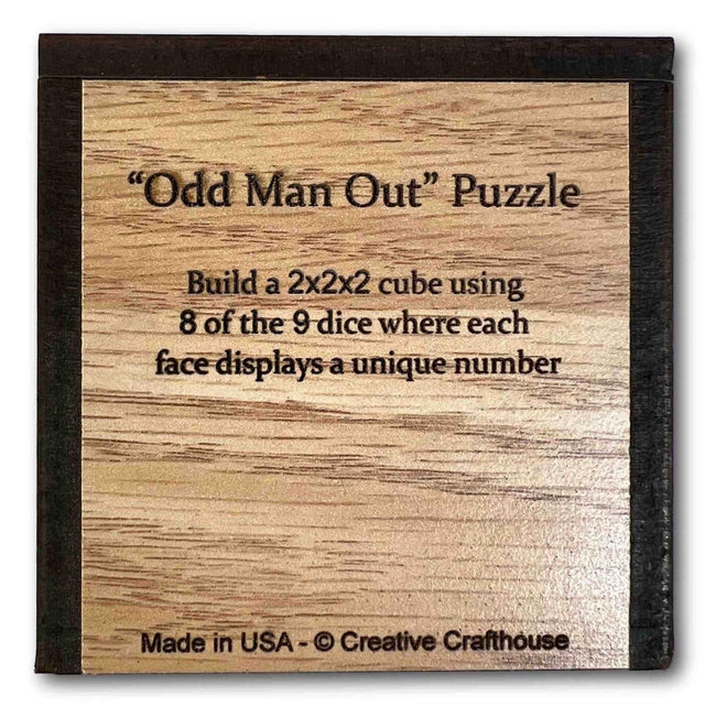 Odd Man Out wood brain teaser puzzle - in wood box - unique logic puzzle - Creative Crafthouse