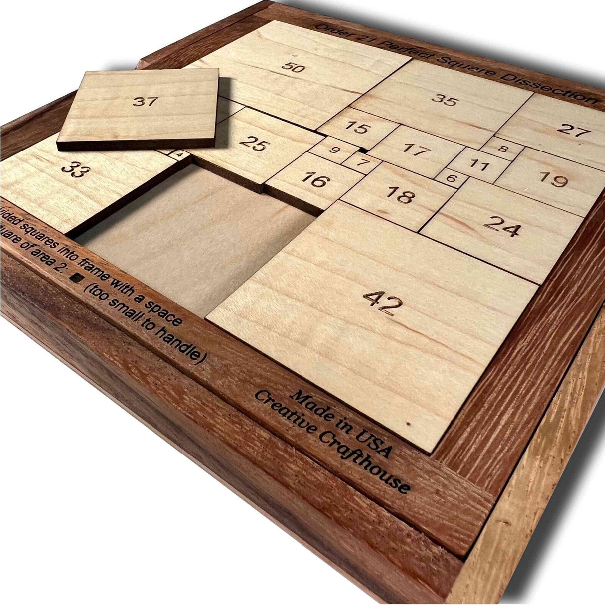 Order 21 Perfect Square Dissection - Math Brain Teaser Puzzle - Creative Crafthouse