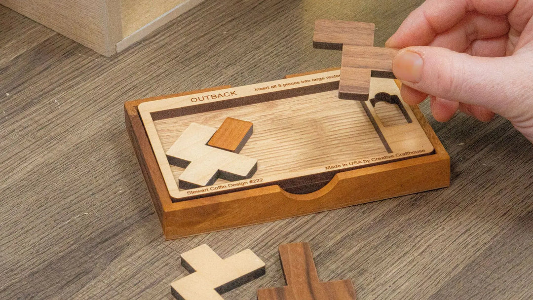 The impossible outback wooden brain teaser puzzle by Creative Crafthouse.