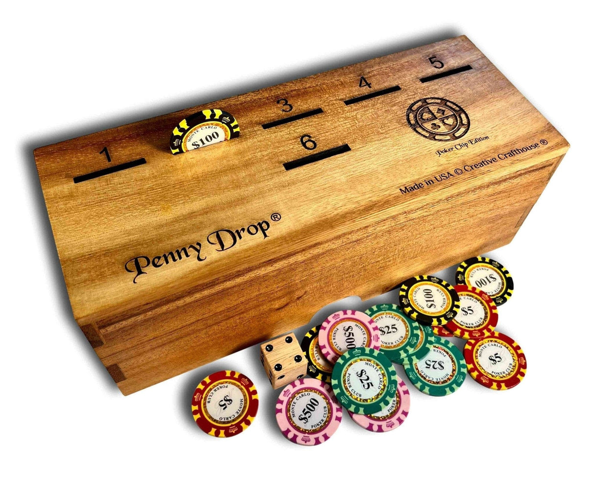 Penny Drop Game – Giant Sized Poker Chip Edition - Fun Family or Bar Game – can be personalized - Creative Crafthouse
