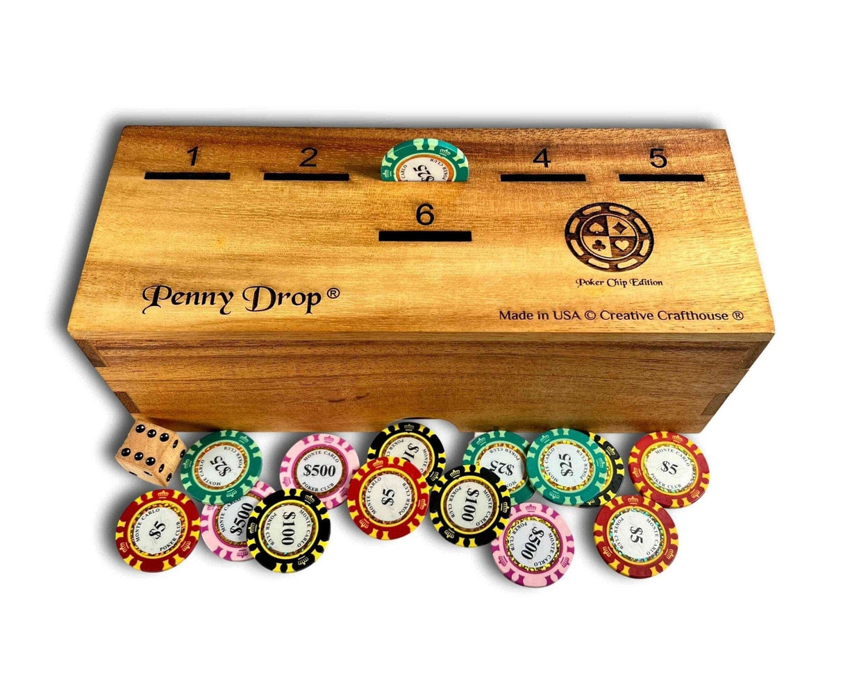 Penny Drop Game – Giant Sized Poker Chip Edition - Fun Family or Bar Game – can be personalized - Creative Crafthouse