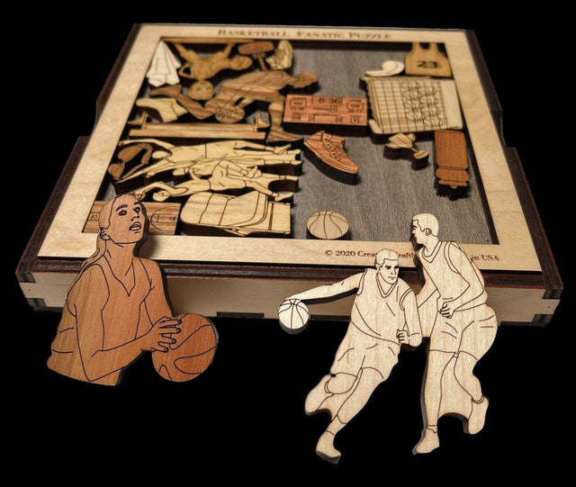 Personalizable Christmas Gift for Basketball Player - Basketball Fanatic Puzzle - Wooden Brain Teaser | Gift for Him | Gift for Her - Creative Crafthouse