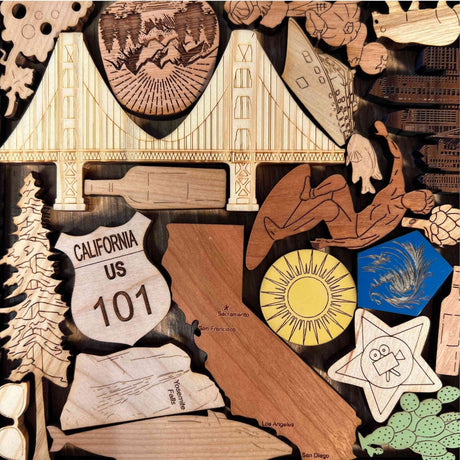 Personalizable Christmas Gift for Californians | The California Puzzle - Add a Laser Engraved Name or Message for a Unique Holiday Gift - Creative Crafthouse