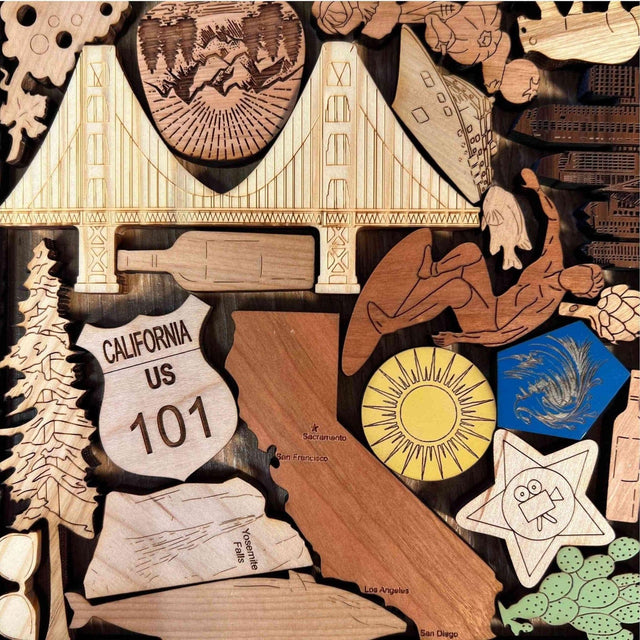 Personalizable Christmas Gift for Californians | The California Puzzle - Add a Laser Engraved Name or Message for a Unique Holiday Gift - Creative Crafthouse