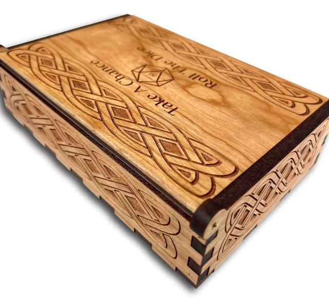 Personalizable DnD Gift - Personalized Wooden Dice Box for TTRPG gaming - 7" x 4.5" x 1.5" - Dungeons and Dragons Accessory - Creative Crafthouse