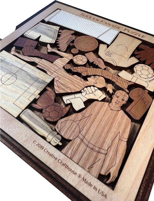 Personalizable Gift for the Soccer Fan - Soccer Fanatic Picture Frame Puzzle - artistic and challenging - Customize with a Laser Engraving - Creative Crafthouse