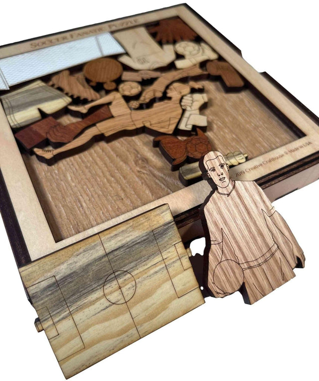 Personalizable Gift for the Soccer Fan - Soccer Fanatic Picture Frame Puzzle - artistic and challenging - Customize with a Laser Engraving - Creative Crafthouse