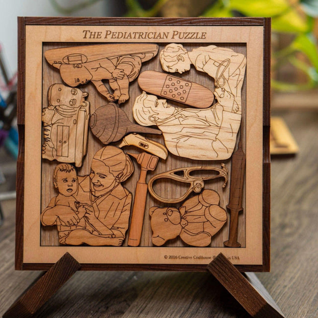 Personalizable Gift for Your Pediatrician | Unique Wood Puzzle | Add a Laser Engraved Name or Message | Handmade | The Pediatrician Puzzle - Creative Crafthouse