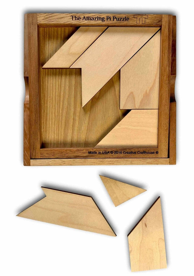 Personalizable Pi Day Gifts - Amazing Pi wood Puzzle - 3.14 Brain Teaser - Customize Your Gift with a Laser Engraved Name - Creative Crafthouse