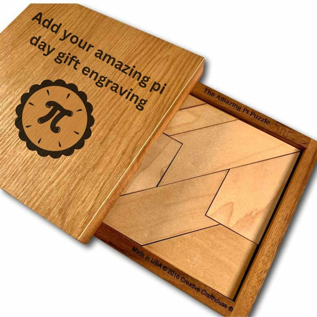Personalizable Pi Day Gifts - Amazing Pi wood Puzzle - 3.14 Brain Teaser - Customize Your Gift with a Laser Engraved Name - Creative Crafthouse